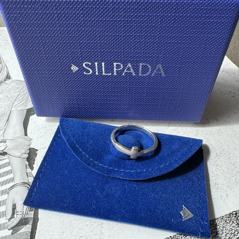 Silpada Simple Cross Ring In Pouch With Box - Picture 10 of 11